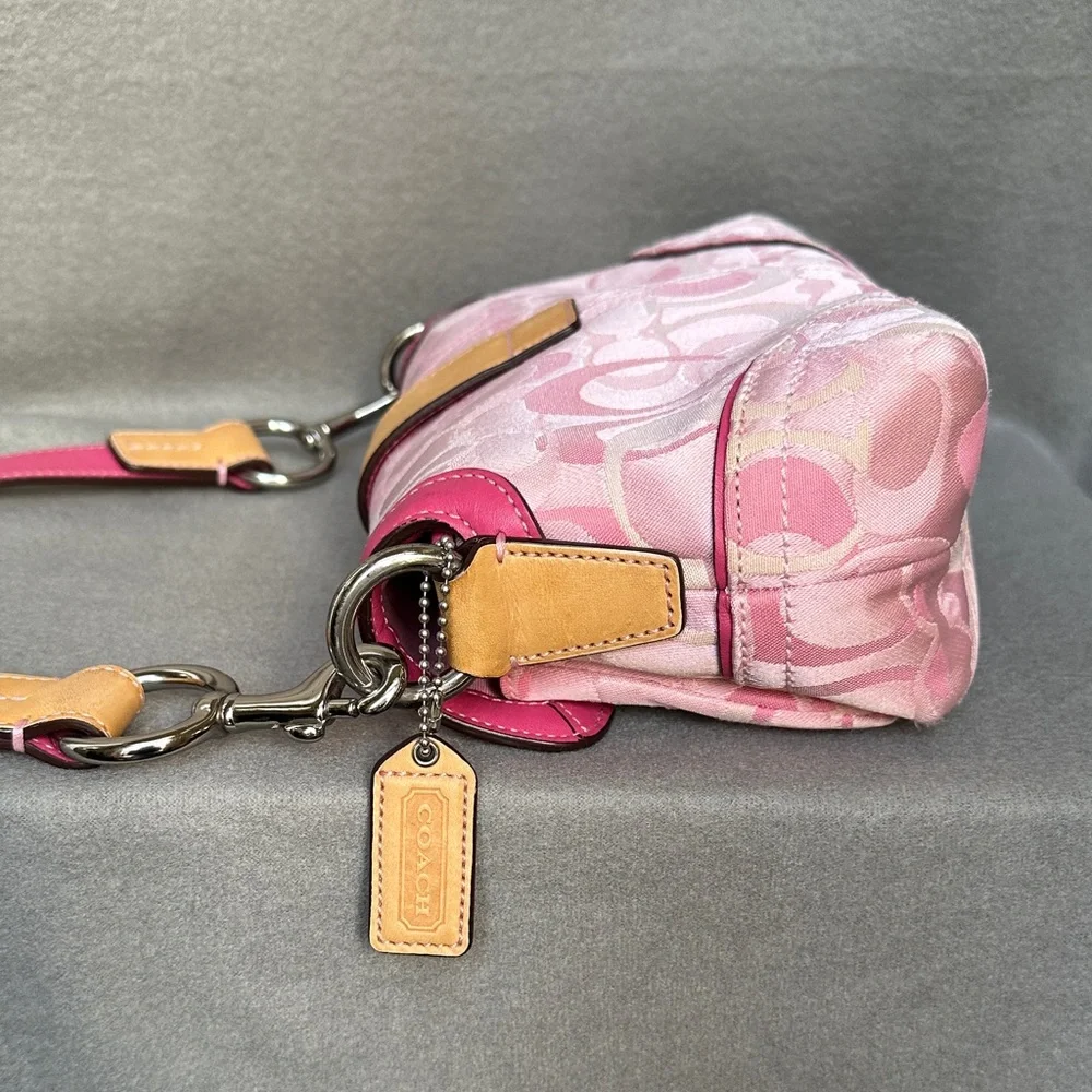 Coach 1854 Pink Signature Jacquard Buckle Flap Crossbody with Tag RARE Vintage - Picture 4 of 16